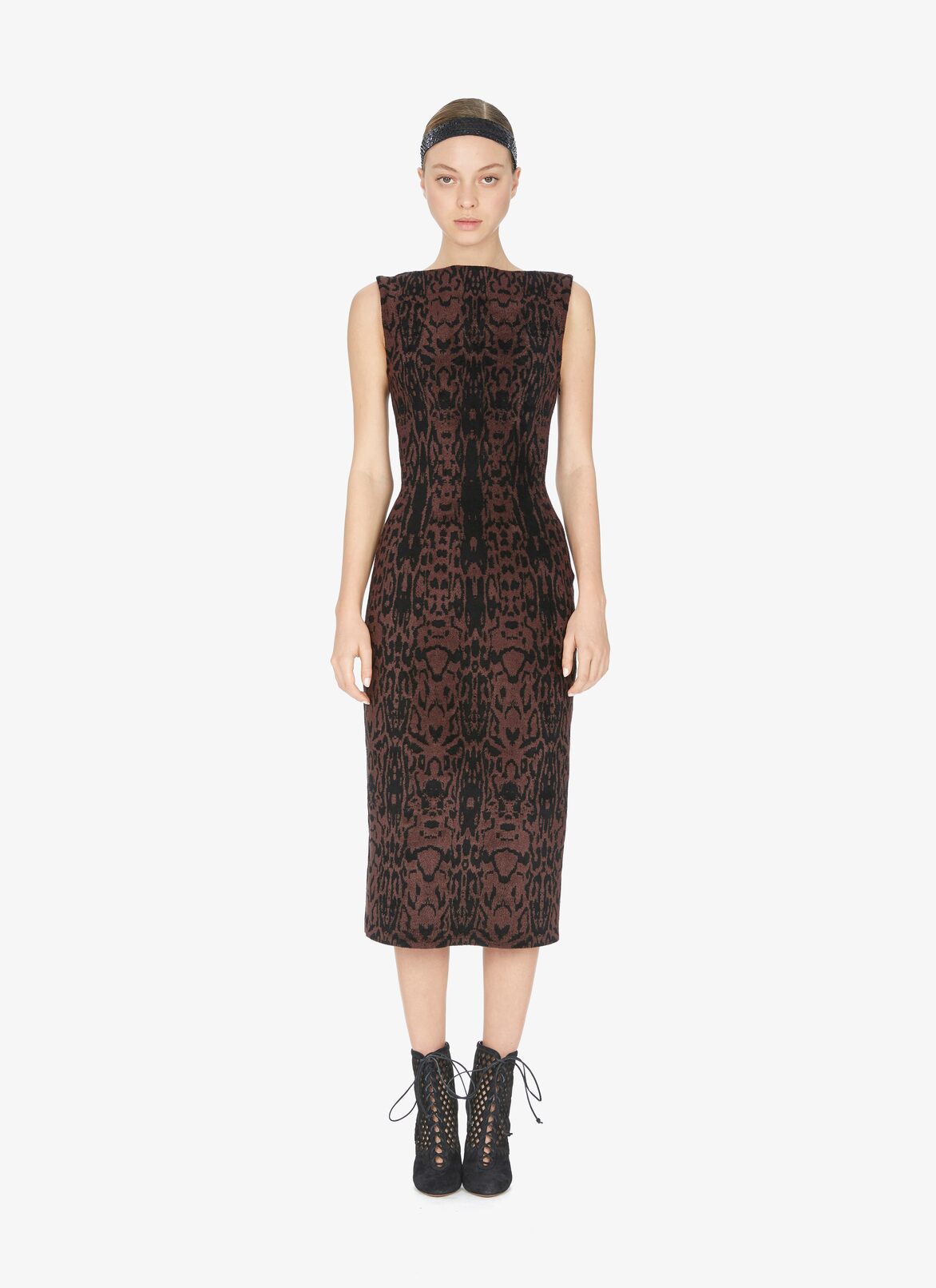 SLEEVELESS DRESS PANTERA BLACK/BRUN ALAÏA BLACK/BROWN  SLEEVELESS DRESS PANTERA BLACK/BRUN